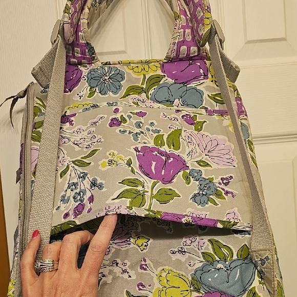 Vera Bradley Floral Quilted Laptop Backpack in Purple and Green - Picture 10 of 12